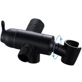 Shower Arm Diverter with Handshower Mount, G1/2 Brass 3 Way Shower Diverter Valve Bathroom Universal Shower System Replacement for Handheld Shower and Fixed Shower Head(Matte Black)