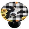 White Black Buffalo Cow Sunflower Fitted Tablecloth Round with Elastic