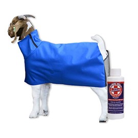 Show Pro Blue Goat Blanket Mesh Butt for Show Goats - Livestock Supplies for Goat Cover. Free Ring Out Concentrate for Proven Ringworm & Fungus Prevention Included (Large)
