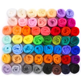 Mayboos 54 Colors Fiber Wool Yarn, Wool Roving for Needle Felting, DIY Hand Spinning, 3g/Color