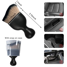 Dickno Car Interior Dust Brush, Soft Scratch Free Auto Detailing Brushes, Universal Vehicle Interior Cleaning Tool for Automotive Dashboard, Air Vents, Leather(Brown & Black)