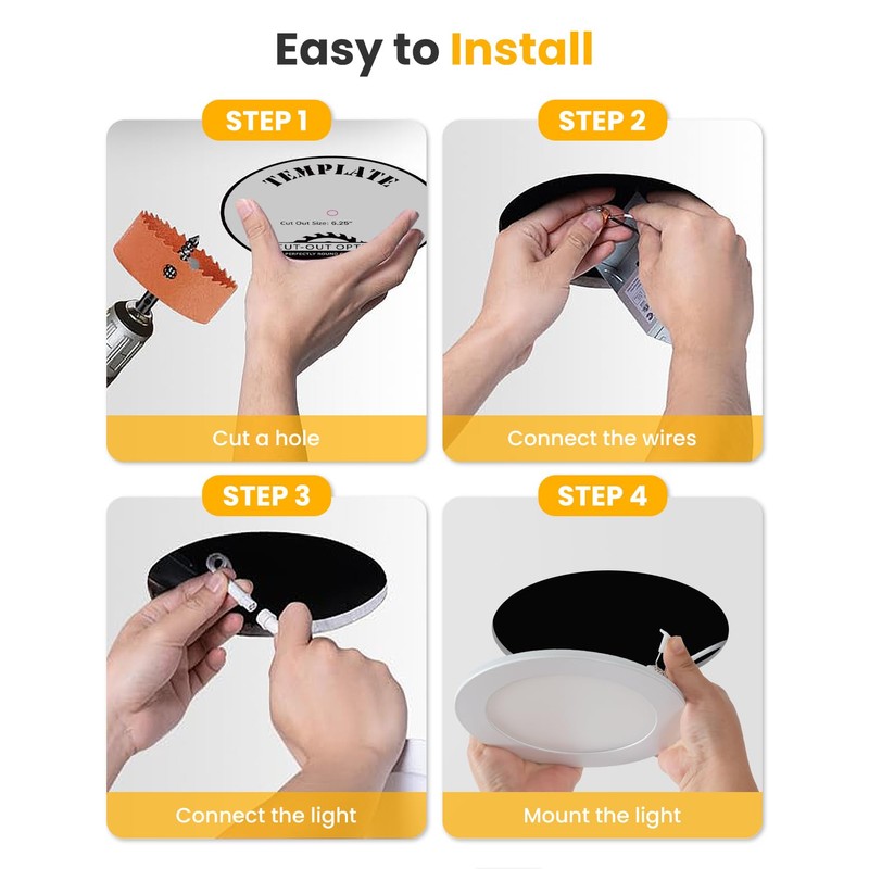 Wembanma Recessed Ceiling Lighting 4 Inch - with Night Light,