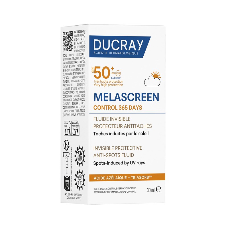 DUCRAY, Melascreen Control 365 Fluido Protector Antimanchas FPS 50+, Sin