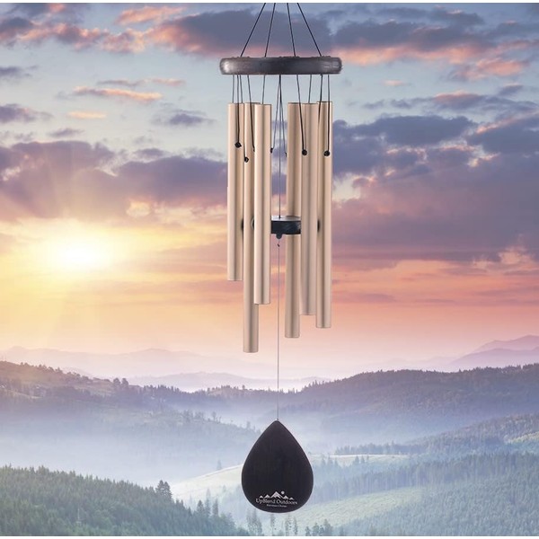 UpBlend Outdoors Wind Chimes for Outside - 28" Gold Windchimes Outdoors, Harmonic Wind Chime Gifts for Women, Gift Ideas for Mom, Grandma, Gardeners Outdoor Porch
