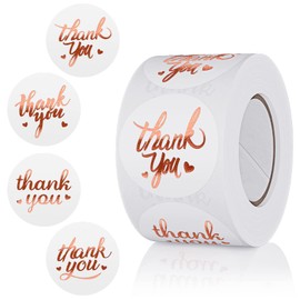 1.5 Inch Thank You Stickers Roll,4 Classic Design Font Gold Rose Foil Labels,500 PCS Thank You Lable for Small Business,Wedding,Birthday,Greeting Card,Packaging,Envelope Seals