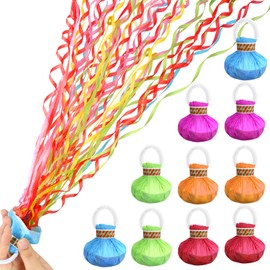 Pack of 10 Streamers Hand Throwing Streamers Birthday Bomb Streamers Suitable for Christmas Birthday Party Wedding Graduation New Year Handmade Ribbons (Multiple Colours)
