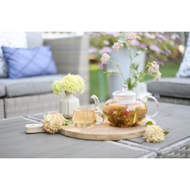 Teabloom Blossoms Glass Teapot – Stovetop and Microwave Safe Borosilicate Glass Teapot with Removable Loose Tea Glass Infuser (32 Oz) - Tea Purist's Choice