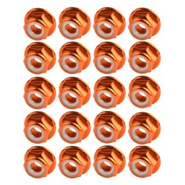 Yaruijia Aluminum M2 M2.5 M3 M4 M5 M6 M8 M10 Flanged Hex Nylon Lock Nut Self Locking for Drone Bicycle Motorcycle Conversion Pack of 20 (Orange, M5)