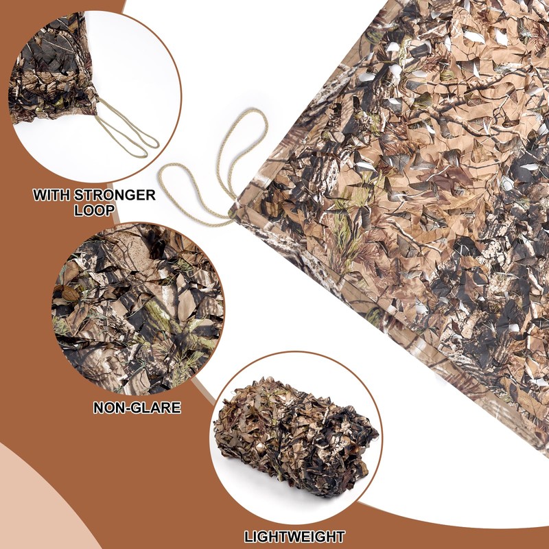Camohute Camo Netting Camouflage Netting, with Mesh Backing, Both Sides