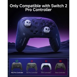 JEMDO Silicone Protective Cover for Switch 2 Pro Controller, Soft Anti-Slip Grip Skin Case with 2 Skull Thumb Caps, Shockproof Durable Shell for Switch 2 Pro, Ergonomic Gaming Grip Cover-Black