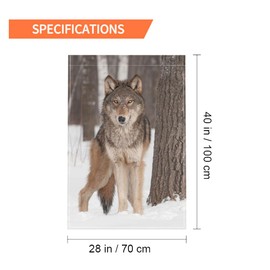 Moslion Wolf House Flag 28x40 Inch Wild Animal Wolves Snow Tree Trunk Winter Large Yard Garden Flag Double-side Banners for Patio Lawn Outdoor Decor