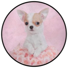 Round Area Rug Cute Dog Animal 33.88in Circle Chair Doormat Anti-Slip Floor Pad Rugs Gaming Computer Carpet for Living Room Bedrooms Laundry Room Home Decor