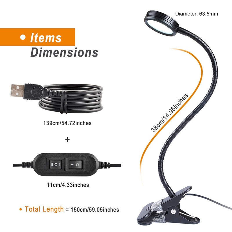 LEPOWER Clip on Light/Reading Lights/Book Light/Desk Lamp Color Changeable/Night Lights