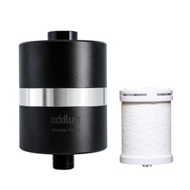 ADX-PRO-7 Long Lasting Titanium Aluminum Shower Filter – Independently Tested to NSF/ANSI 177 Standards, Reduces 99% Chlorine & Heavy Metals, Water Softener Filter (Black with Extra Cartridge)