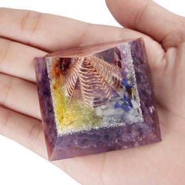 Nupuyai Amethyst Healing Crystal Pyramid for Protection, Chakra Energy Crystal Quartz Points Decor 5cm
