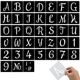 38 Pieces Letter Stencils Reusable Plastic Letter Number Templates Alphabet Art Craft Stencils Symbol Numbers Craft Stencils Interlocking Stencil Kit for Painting on Wood DIY Art Project (4 Inch)