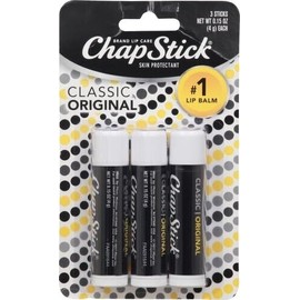ChapStick Classic Original Lip Balm Tubes, Lip Care - 0.15 Oz (Pack of 3)