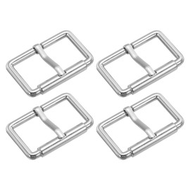 sourcing map 4Pcs Metal Roller Buckles, 20mm (0.8-inch) Glides Slider Movable Bar Strap Adjuster Rectangle Keeper for Bags Leather Crafts (Silver Tone)