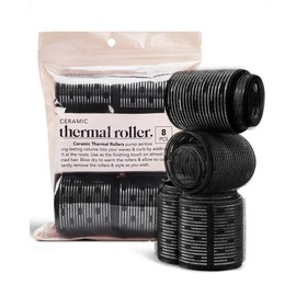 Ceramic Thermal Hair Rollers for Women - Self Grip Rollers for Blowout Look Long Hair, Curlers for Medium & Short Hairs, Large Roller for Volume Curls, Ceramic Coated, Easy to Use - 8pcs, Black:_Variety Pack_8 Count (Pack of 1)
