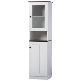 Wholesale Interiors Lauren Two-Tone Buffet and Hutch Kitchen Cabinet, White/Dark Brown