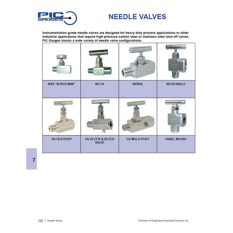 PIC Gauges NV-B-1/4-MXM Brass Needle Valve, 1/4" Male NPT X