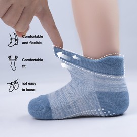 Skibeaut Baby Toddler Ankle Socks Kids Low Cut Socks with Non Slip Grippers 12 Pairs Boys Girls Grips Socks for 6-12 Months