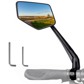 DRCKHROS Handlebar Bike Mirror E-bikes Mirrors Safe Clear Glass Mirrors, Anti-Shake 360° Rotatable High-Definition Shockproof Explosion-Proof Wide-angle Bicycle Rear View Mirror …
