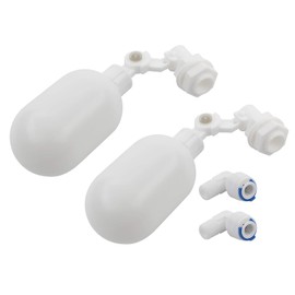 Pxyelec 2pcs Water Filter Float Ball Valve with 1/4" Quick Connect Push in to Connect Tube Fittings, Side Install Float Valve for Aquarium Water Purifiers Reverse Osmosis System