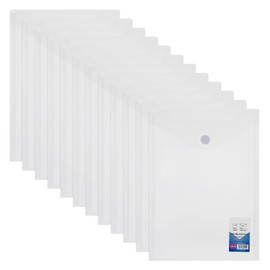 Document Wallet A4 Transparent Folder Pack of 12 Document Folder Coloured Transparent Pockets Documents Plastic Folder Set Organiser Folder with Press Stud Plastic Cover Office Index Folders for