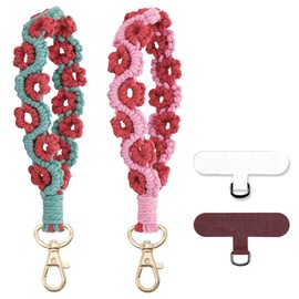 CHIWUTECH Boho Macrame Phone Wrist Strap, Cell Phone Lanyard with Tether Tab, Keychain Wristlet Charm, Anti-Loss Phone Chain