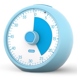 Conchstar Visual Timer 60-Minute, Kids Timer for Homeschool Desk, Time Management Tools with Silent Operation, Timer for Kitchen Office Classroom (Blue)