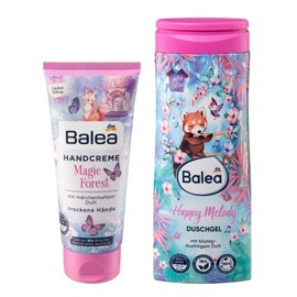 Balea 2er-Set Körperpflege: Duschgel HAPPY MELODY mit blumig-fruchtigem Duft (300 ml) + Handcreme MAGIC FOREST mit märchenhaftem Duft (100 ml), 400 ml