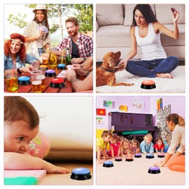 Buzzer with Sound Dog Bell Dog Buttons for Talking Recordable Answer Buzzers Cat Bell Pack of 4 Buzzer with Recording Function Games for Dogs Talking Buttons Dog Bell Dog Doorbell