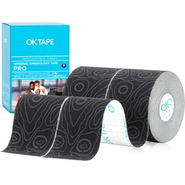 OKTAPE PRO Kinesiology Tape Sports Tape, Taping, Kinesiology Tape, Standard 2.0 x 16.4 ft (5 x 5 m) [Scissors Cut Type] Exercise Support, Muscle Support, Stretchable, 16.4 ft (5 m) Roll, Water