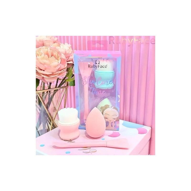 Set Esponja Puff Maquillaje Y Limpieza Facial Rubyface