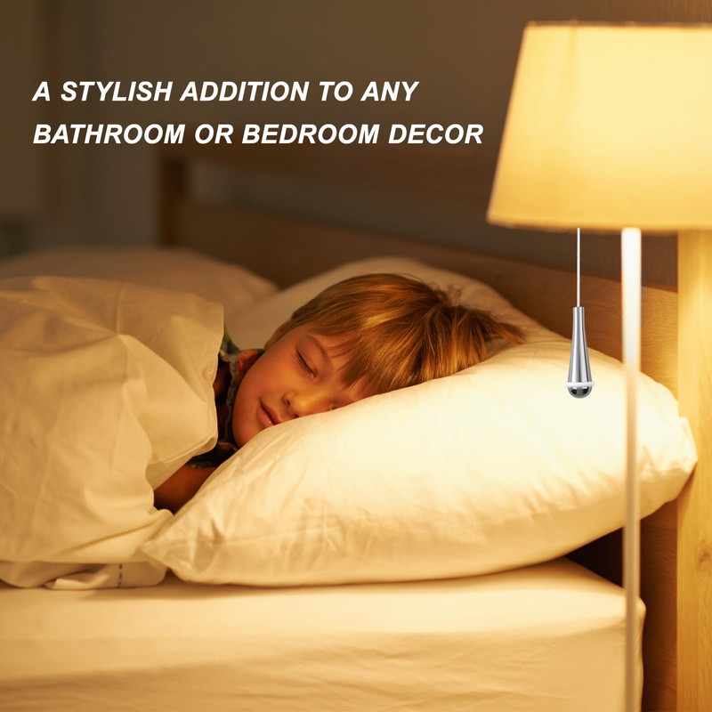 ASIRYVA 1 Pcs Bathroom Light Pull, Chrome Teardrop Pull Cord