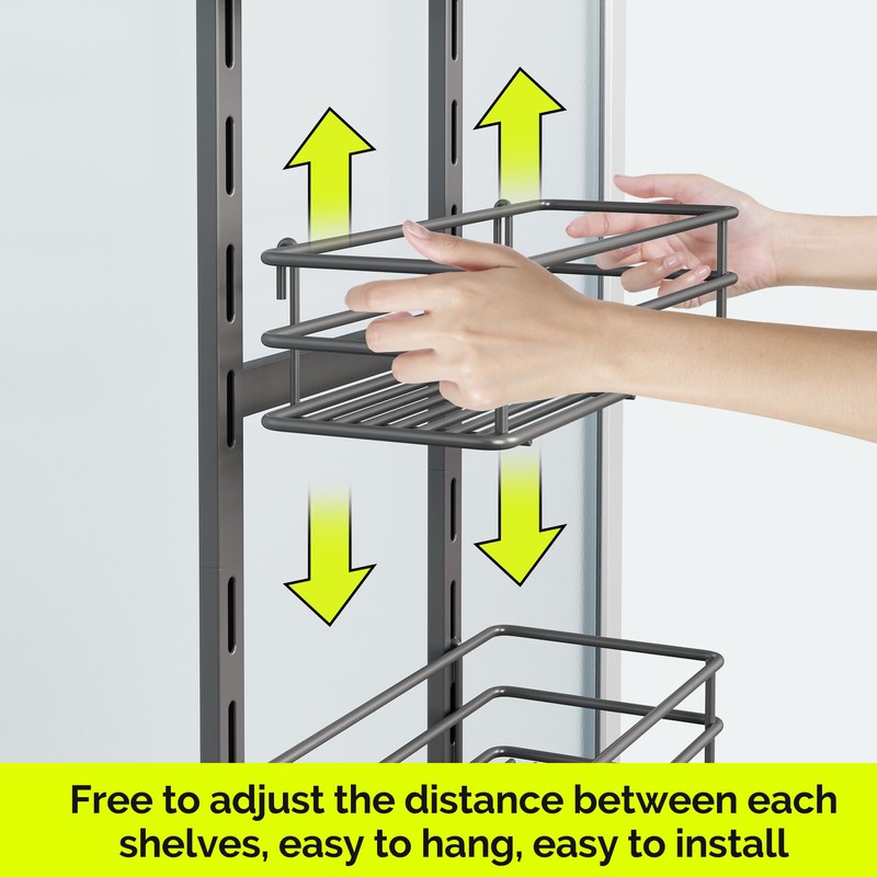 Orimade Over the Door Shower Caddy Adjustable 3 Tier Dark