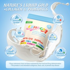 EYHBQIA Collagen and Colostrum Powder with Hyaluronic Acid, IgG & Probiotics | Grass-Fed Bovine Colostrum Supplement | Gut Health, Immune Support, Hair & Skin Beauty | Unflavored, 30-Serving Packets