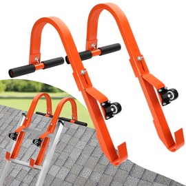 Ladder Roof Hook - 2 Pcs Ladder Stabilizer with Wheel, Heavy Duty Roof Ladder Hook for 500 Lbs Weight Ratin Goat Roof Ladder, Rubber Grip T-Bar for Damage Prevention Fast & Easy to Access Steep Roofs