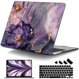 DONGKE for M4 MacBook Air 13.6 Inch Case 2025 2024 2023 2022 Model A3240 A3113 A2681 M3 M2 Chip, Plastic Hard Shell Case Cover with Touch ID for MacBook Air 13 Inch M4 - Purple Hydrangea