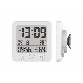 infactory Digital Bathroom Clock: Digital Bathroom Clock, Thermo/Hygrometer, LCD, Suction Cup, Timer, IP54 (Bathclock Digital, Bathroom Clock Digital with Suction Cup, Wall Clock Small)