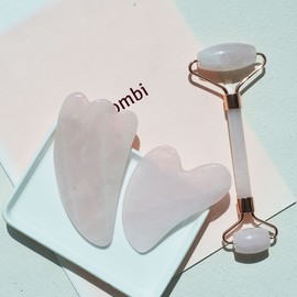 픽업스토어 Natural Rose Quartz Face Roller / Face Gua Sha for Neck