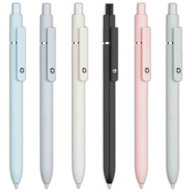 vgggrd 6 Pieces Gel Pens, 0.5mm Retractable Gel Pens, Black Quick Dry Ink Gel Ballpoint Pen for Diary, Notes, Cute Office, School