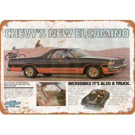 RetroRust 7 x 10 METAL SIGN - 1978 Chevy El Camino SS - Vintage Rusty Look