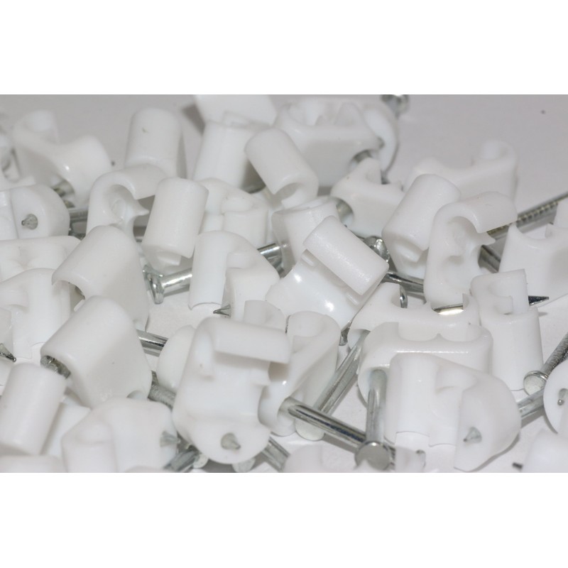 UKFIX 100 x White Twin Satellite Shotgun Cable Clips, Sky