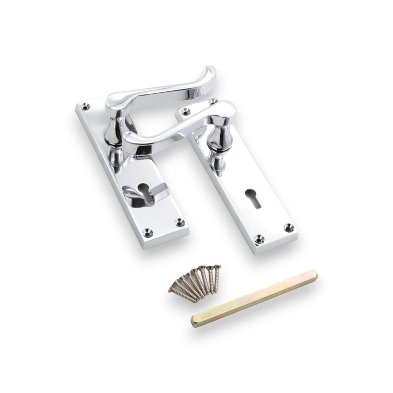 Infinity Decor Set of Polished Chrome Victorian Scroll Lever Lock