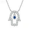 PAHALA 925 Sterling Silver Fatima's Hand Guardian CZ Pendant Necklace