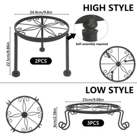 2 Pcs Metal Flower Pot Stand, Short Plant Stand Plant Stand Indoor, Duty Plant Rack for Multiple Plant Indoor or Outdoor