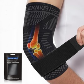 Lexniush Elbow Support for Women/Men, Tennis Elbow Bandage for Arthritis, Tendonitis, Adjustable Compression Elbow Bandage Right/Left for Tennis Elbow, Golfer's Elbow, Sports, Gym, M
