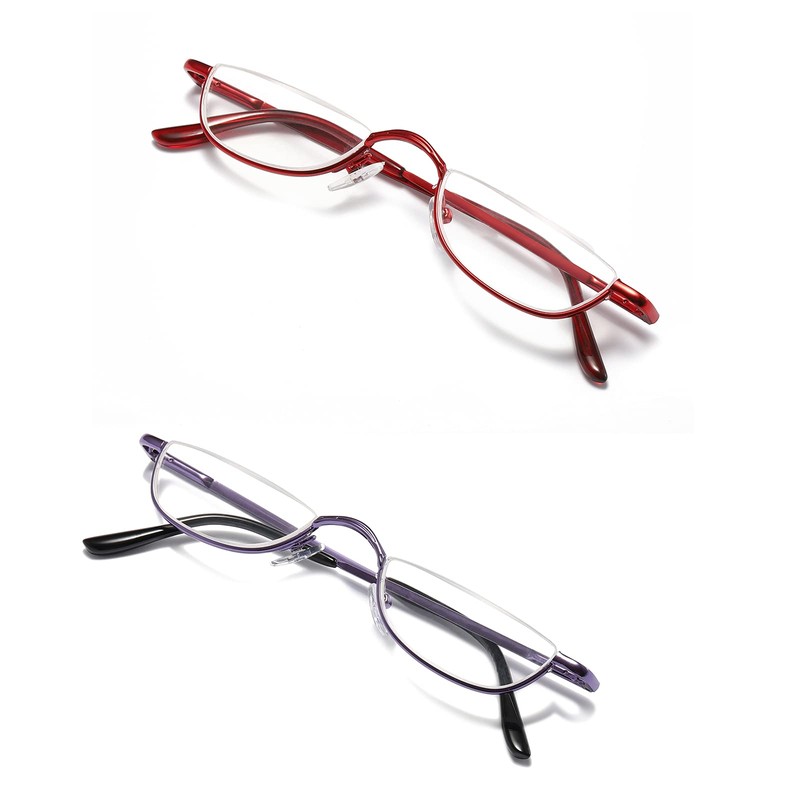 KoKoBin Half Reading Glasses - 2 Pairs Half Rim Metal